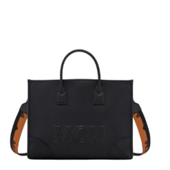 MCM LARGE MUNCHEN TOTE IN SPANISH CALF LEATHER BLACK