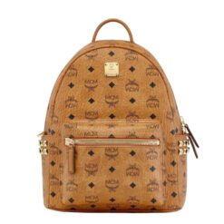 MCM SMALL STARK SIDE STUDS BACKPACK IN VISETOS COGNAC