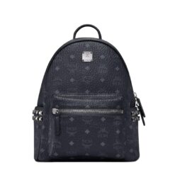 MCM SMALL STARK SIDE STUDS BACKPACK IN VISETOS BLACK