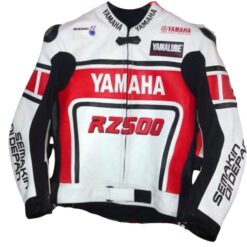 YAMAHA RACING LEATHER JACKET WHITE, RED & BLACK
