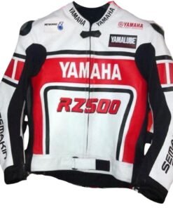 YAMAHA RACING LEATHER JACKET WHITE, RED & BLACK