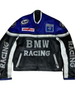 RARE BMW LEATHER JACKET RACING BIG LOGO VINTAGE