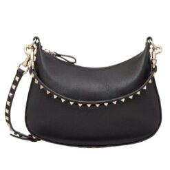 VALENTINO SMALL ROCKSTUD HOBO BAG IN GRAINY CALFSKIN