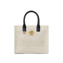 VERSACE LA MEDUSA CANVAS SMALL TOTE BAG