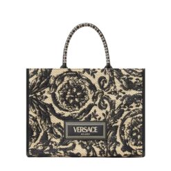 VERSACE BAROCCO ATHENA RAFFIA TOTE BAG