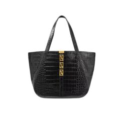 VERSACE CROC-EFFECT GRECA GODDESS LARGE TOTE BAG