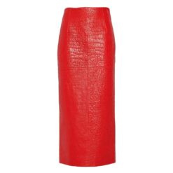 PRADA NAPPA LEATHER SKIRT IN RED
