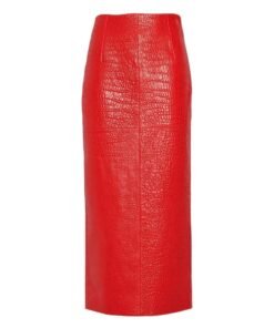 PRADA NAPPA LEATHER SKIRT IN RED