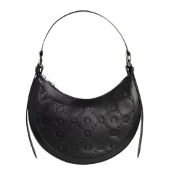 MARINE SERRE MOONOGRAM EMBOSSED VEGETABLE TANNED LEATHER ECLIPS BAG BLACK
