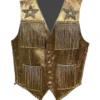Gold Glitter And Rhinestone Leather Vest