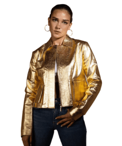 Gold Leather Jacket Women
