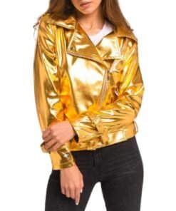Gold Leather Jacket Women