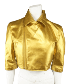 Gold Leather Jacket Women