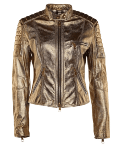 Gold Leather Jacket Women