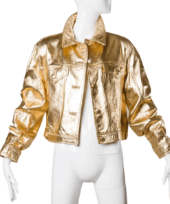 Gold Leather Jacket Women