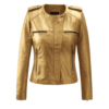 gold leather jacket slim fit - Front View