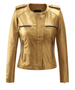 Gold Leather Jacket Women