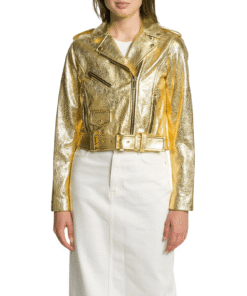 Gold Leather Jacket Women