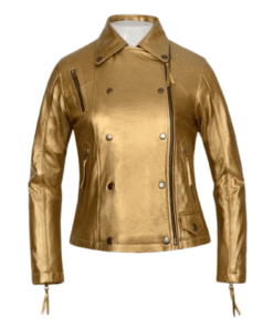 Gold Leather Jacket Women
