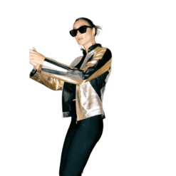 Gold Leather Jacket Women