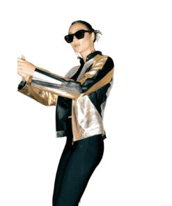 Gold Leather Jacket Women