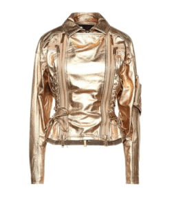 Gold Leather Jacket Women
