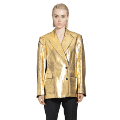 Gold Leather Coat Women