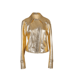 Gold Leather Jacket Women