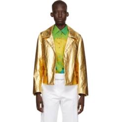 Gold Leather Jacket Men