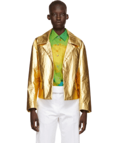 Gold Leather Jacket Men
