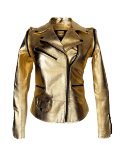 Gold Leather Jacket Women