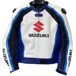 SUZUKI MOTORBIKE RACING LEATHER JACKET BLUE