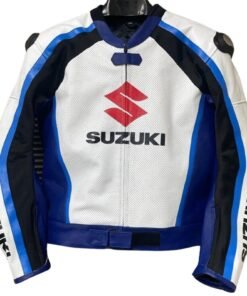 SUZUKI MOTORBIKE RACING LEATHER JACKET BLUE