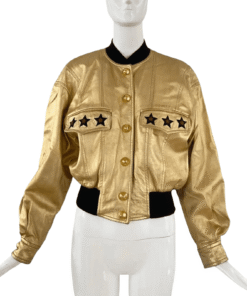 Gold Women Leather Jacket