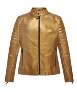 Gold Leather Jacket Women