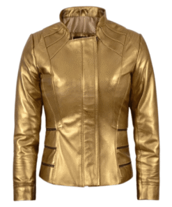 Gold Leather Jacket Women