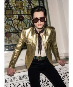 Gold Leather Jacket Men