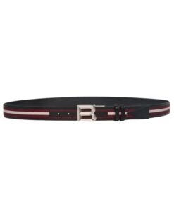 BALLY B BOLD 35MM REVERSIBLE BELT IN RED WHITE RED FABRIC AND LEATHER