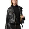 designer leather biker jacket - Side View