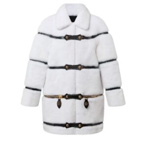 LOUIS VUITTON LEATHER STRIP WHITE MINK COAT