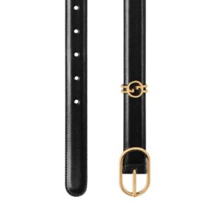 GUCCI BELT WITH ROUND INTERLOCKING G IN BLACK