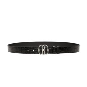BALLY ICONIC 35MM BELT IN BLACK LEATHER