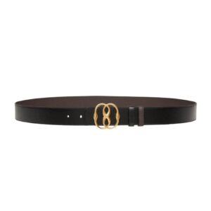 BALLY ICONIC 35MM BELT IN BROWN AND BLACK LEATHER