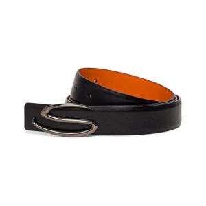 SANTONI MEN’S POLISHED BLUE LEATHER S BUCKLE BELT