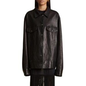 KHAITE THE GRIZZO JACKET IN BLACK LEATHER