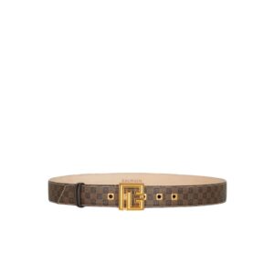 BALMAIN WAXED MONOGRAM CAVVAS P BELT