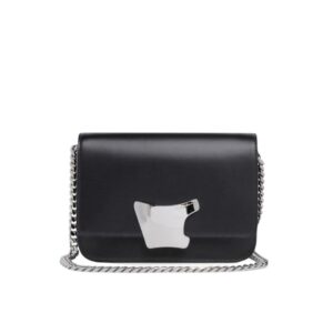 SANTONI BLACK LEATHER CROSSBODY BAG