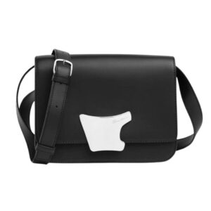 SANTONI BLACK LEATHER CROSSBODY BAG