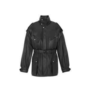 SAINT LAURENT BELTED COAT IN LAMBSKIN