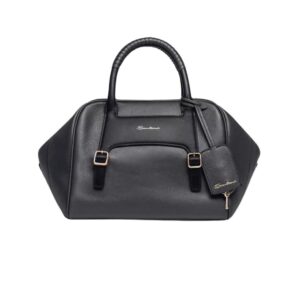 SANTONI BLACK LEATHER HANDBAG